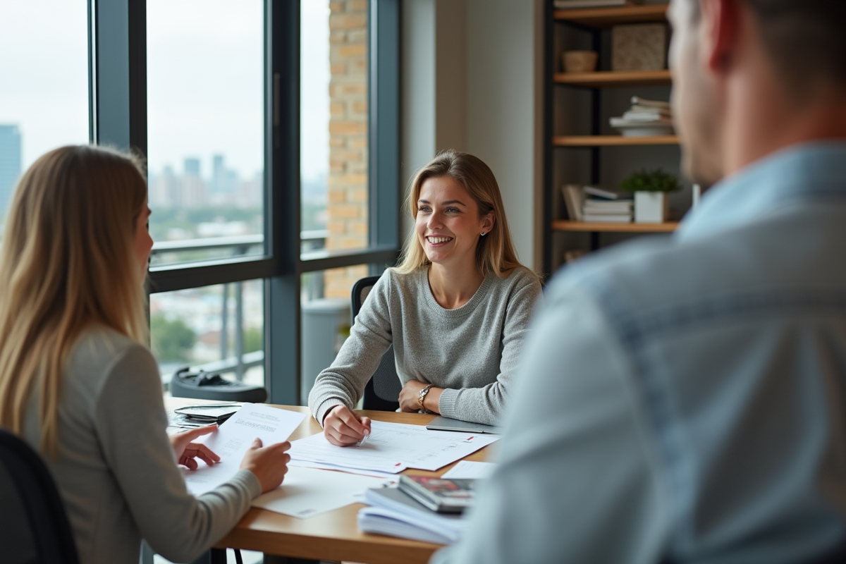 Femme discutant de papier d