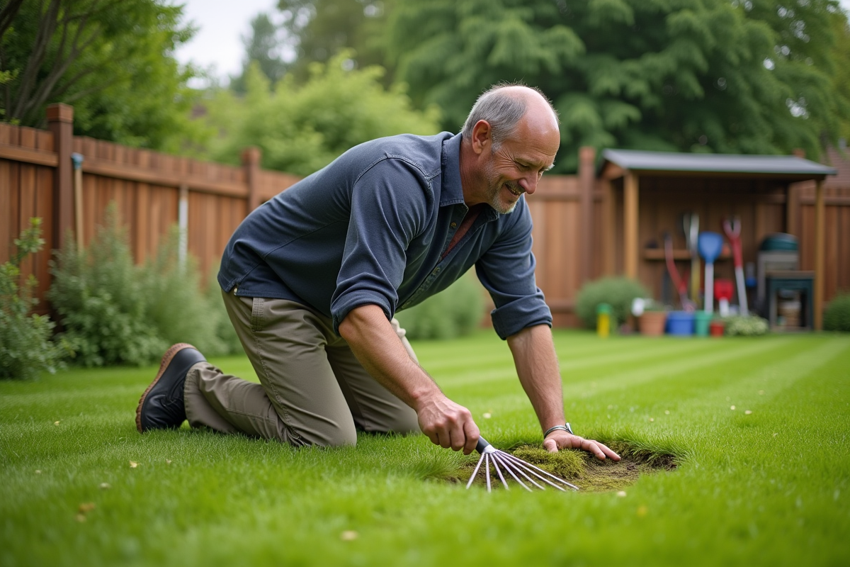 Retrait de la mousse en pelouse : timing optimal et techniques efficaces
