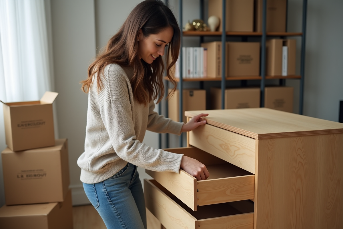 Retrait des tiroirs de la commode pour un déménagement efficace