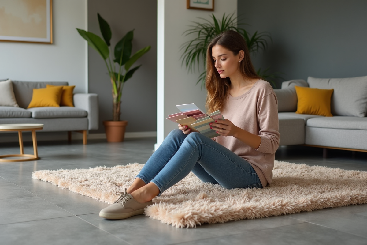 Choix de couleur pour un tapis assorti au carrelage gris
