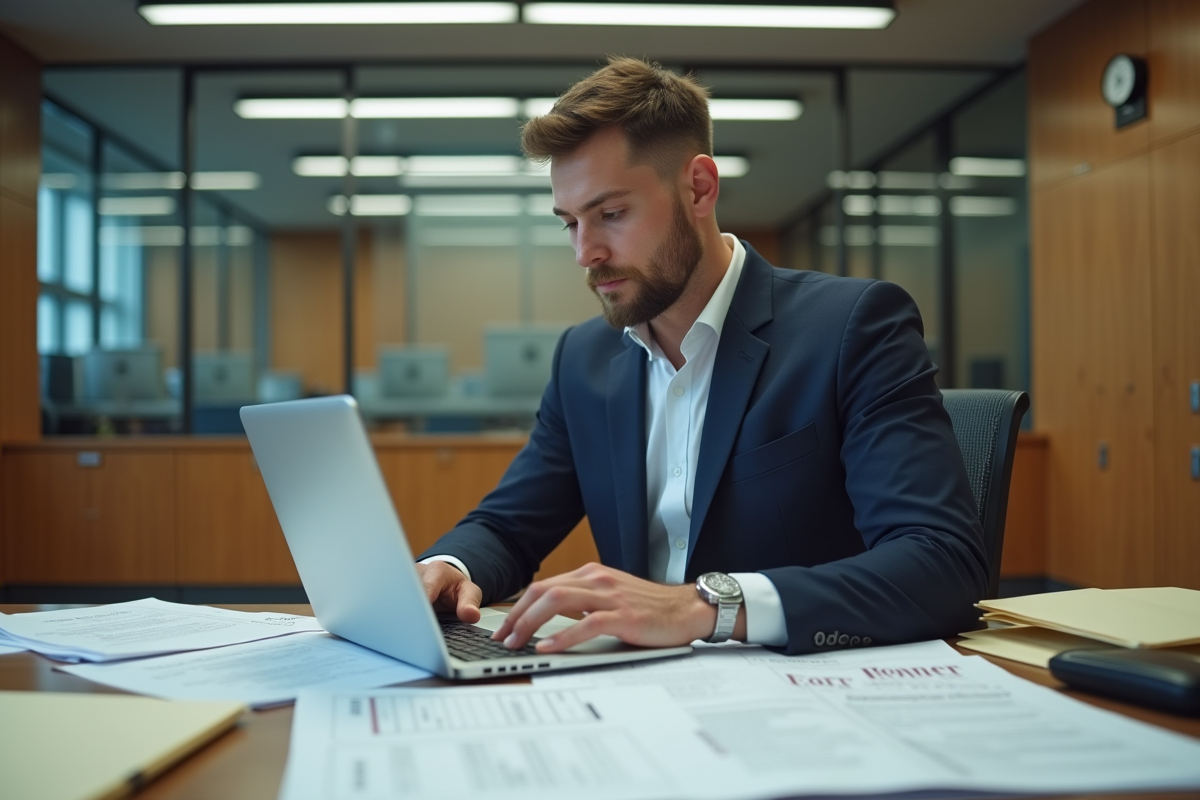 Jeune urbaniste travaille sur ordinateur dans un bureau moderne